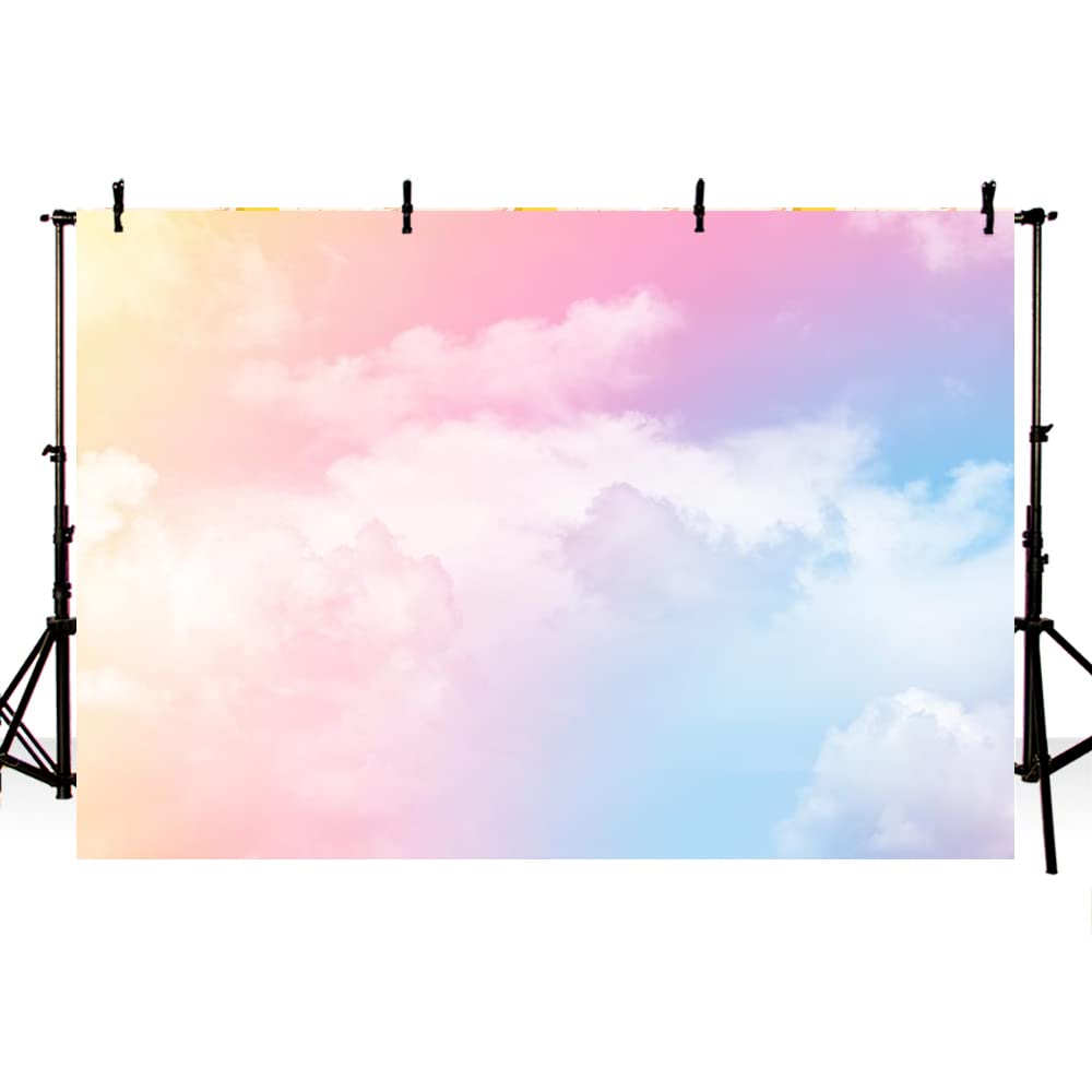 Ablin 7X5Ft Pink Clouds Photography Backdrop For Party Rainbow Cloud Abstract Sky Photography Background For Wedding Baby Shower