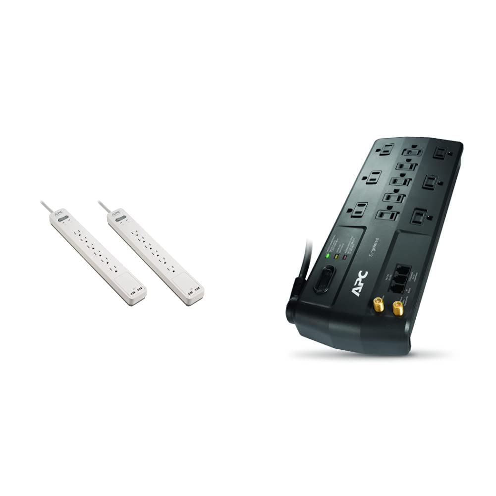 APC PE66DP Essential SURGEARREST 6 Outlet 6 Foot Cord Compatible with Dual Pack 120V