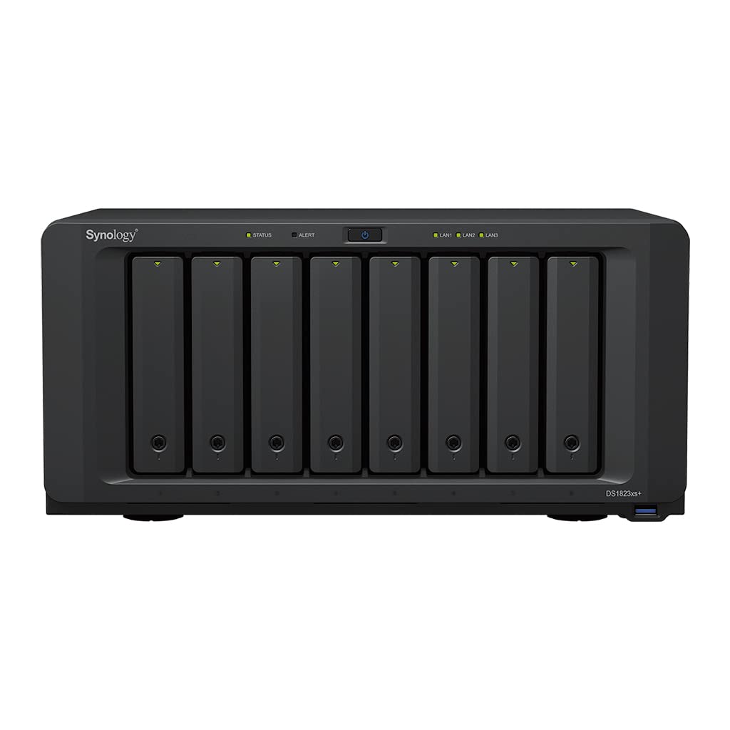 Synology DiskStation DS1823xs+ 8-Bay + 2 x NVMe, 3.5 Diskless, 2xGbE + 1x10GbE, AMD Ryzen V1780B, 8GB RAM , 5 Yr - Synology driv