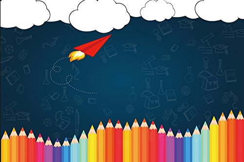 Leyiyi 6X4Ft Welcome Back To School Photography Background Old Classroom Chalk Board Blackboard Colored Pens Back Season Grunge