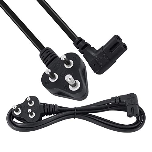 Storite 1.5 Meter 2 Pin 90 Degree Power Cord Cable 18Awg For Laptop Adapter/Camera/Printer/Charger Black
