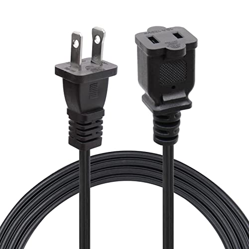 10Ft 2 Prong Extension Cord, Us Male/Female Power Cable For Nema 5 15P To Nema 5 15R, Black Extension Cord (10Ft)