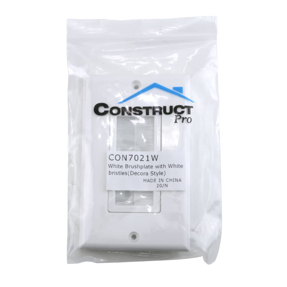 Construct Pro Single Gang D  Cor Brush Plate (White Plate W/White Brush)