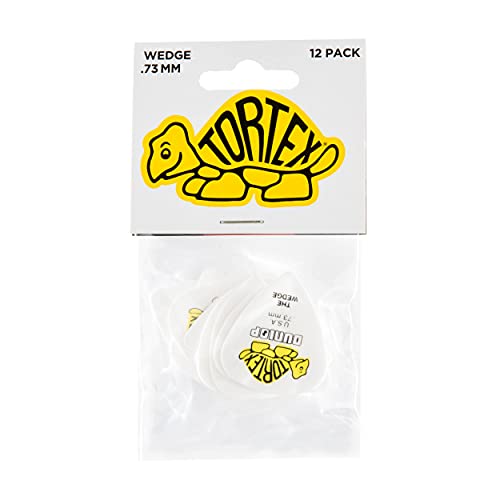 Dunlop 424P.73 Tortex Wedge, White/Yellow, .73Mm, 12/Players Pack