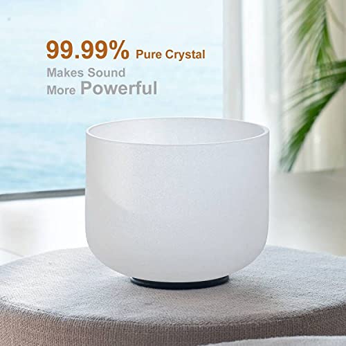 Lycrystal 11 Inch C Note Root Chakra Frosted Quartz Crystal Singing Bowl Mallet & O Ring For Meditation And Sound Therapy.