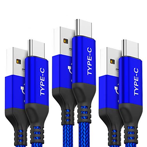 Akoada 3 Pack (10Ft+6.6Ft+3.3Ft) Usb C Cable, Usb A To Usb C 3.1A Fast Charger Nylon Braided Cord Compatible With With Iphone 16 15 Pro Max Sam Sung Galaxy S24 S23 S22 Note S21 S20 Plus Lg Moto Blue