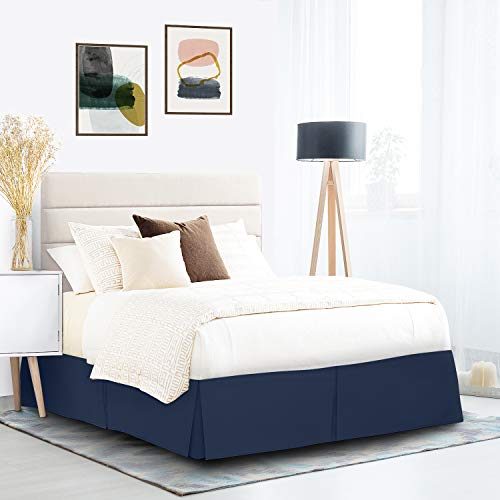 Nestl Navy Blue Bed Skirt King Size   King Bed Skirt 14 Inch Drop   Brushed Microfiber Bed Skirts   Hotel Quality Pleated Bed Sk