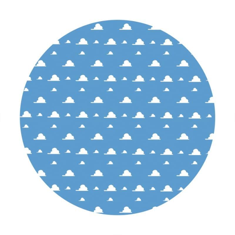 Renaiss 6X6Ft Blue Sky White Cloud Round Backdrop Cover Boy Story Cartoon Toy Theme Circle Photography Background Kids Hero Newb