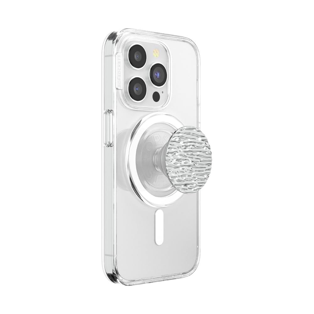 PopSockets Phone Grip for MagSafe, Magnetic Holder, Phone Stand, Silver - FATA Morgana Chrome