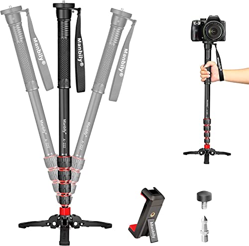 Manbily Extendable Camera Aluminum Monopod With Feet,Portable Travel Monopod With Removable Tripod Stand Base For Dslr Canon Nikon Sony Video Camcorder,5 Sections Up To 67 In,Max Load 15.5 Lbs(A 222)