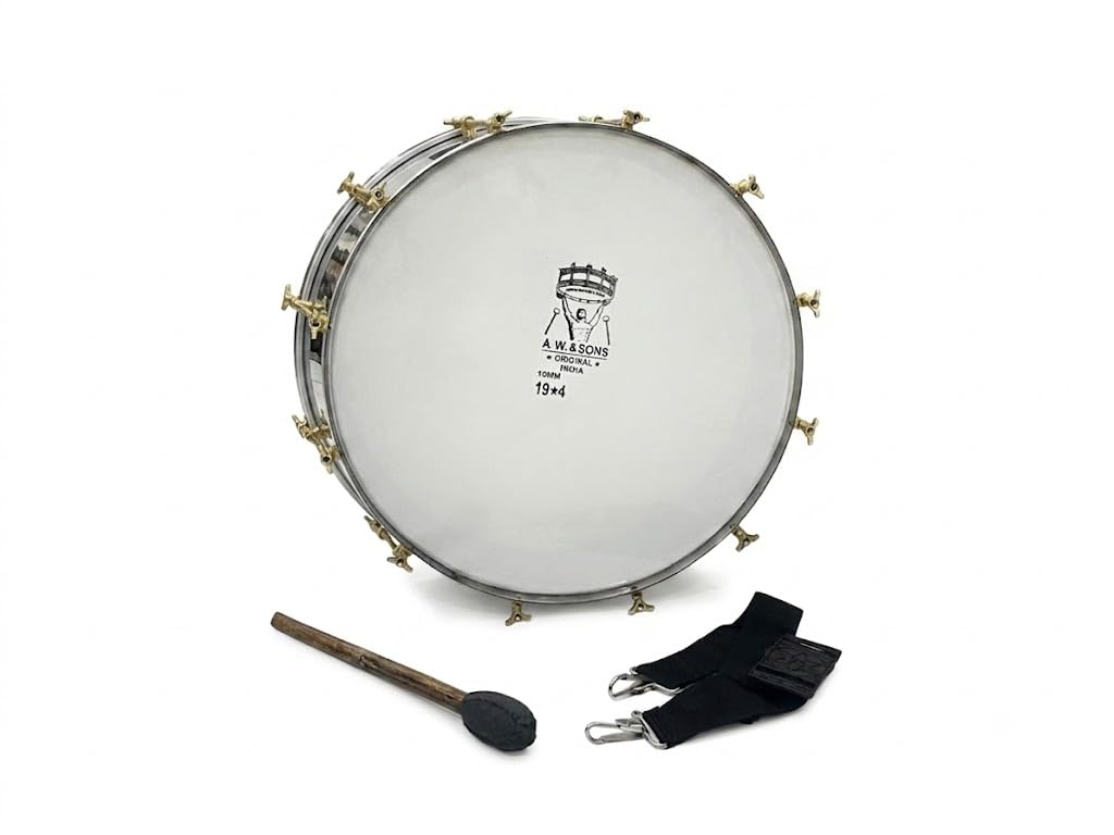 Musiqaa Jahan Heavy Fitting Army Module P.T Drum (19.4 Steel) Thap Dhol School Pared
