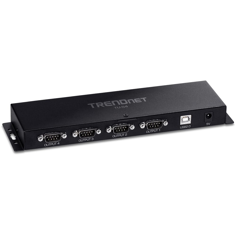 Trendnet Tu S4, 4 Port Usb To Serial Rs232 Hub, Black
