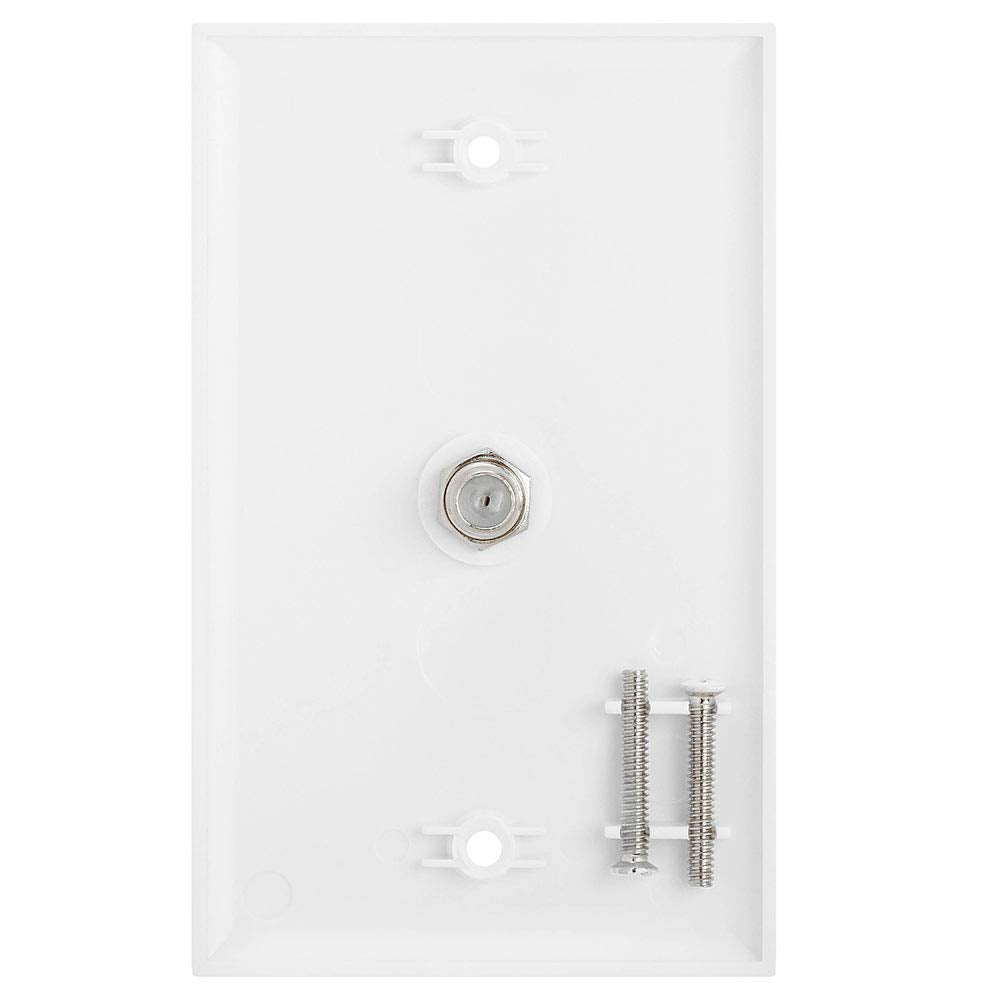 Cmple   Single F Connector Coaxial Cable Audio/Video Wall Plate, 1 Port Tv Cable Wallplate 75 Ohm Plug Jack Ports Coax Wall Plat