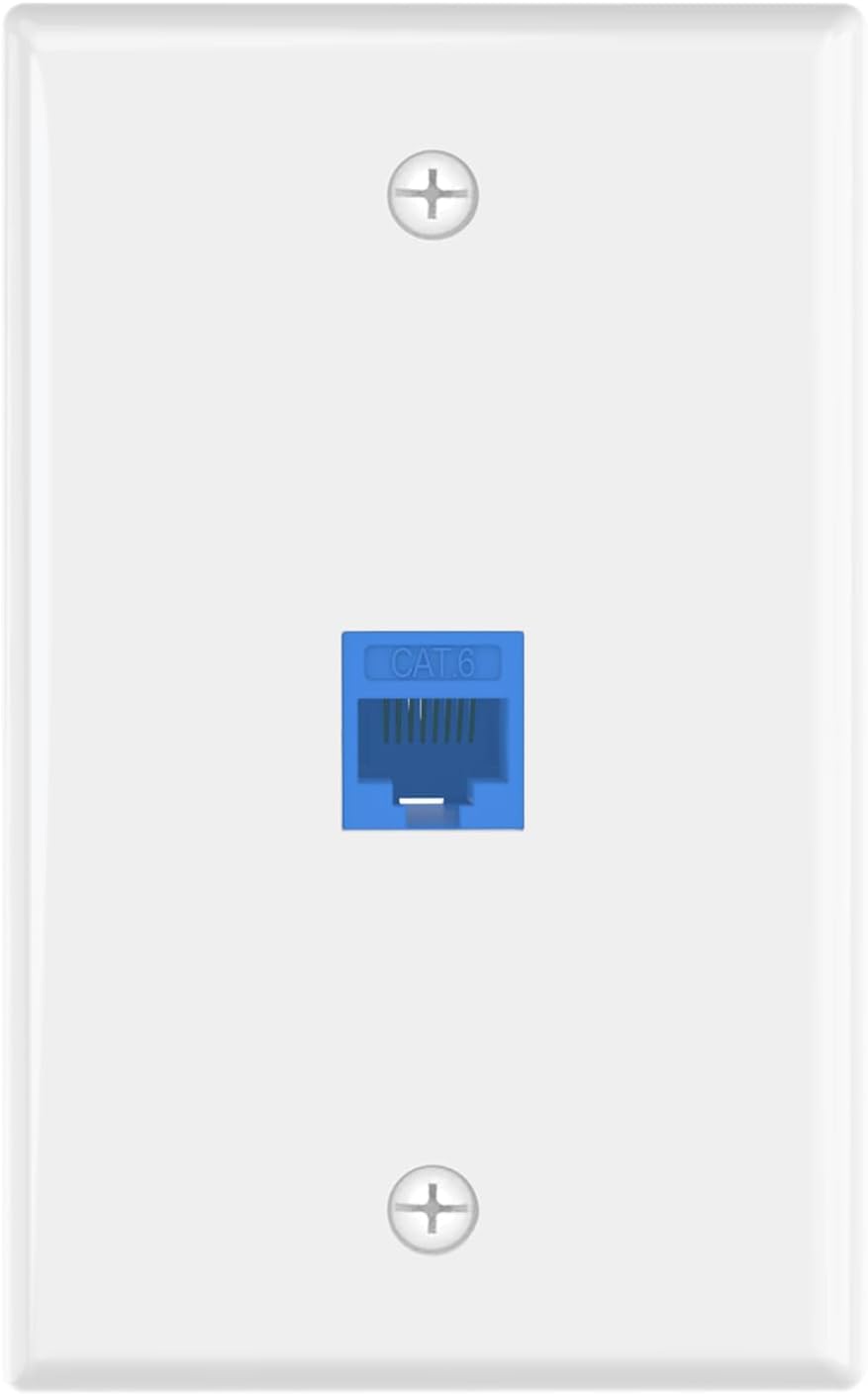 VCE Ethernet Wall Plate (UL-listed) 1-Pack, CAT6 Ethernet Wall Outlet Female to Female, Compatible with CAT6/CAT5E/CAT5 Cabels, 