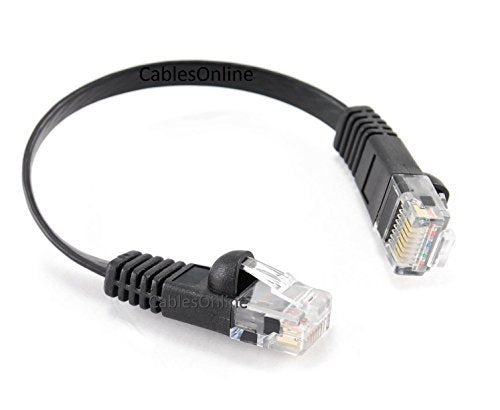 Cablesonline, 5 Pack 6 Inch Cat6 Network Utp Ethernet Rj45 Flat Design Patch Black Cable, (U6 000Fk 5)
