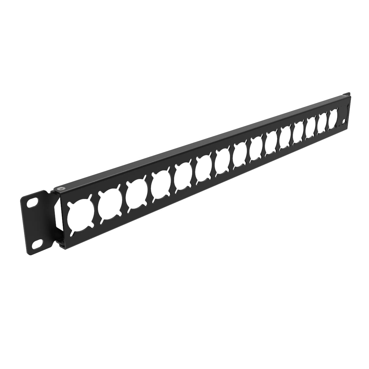 Qiaoyoubang 1U Hinged Rack Panel Xlr Hdmi Audio Rack Mount Panel With 16 D Series Punch Outs For 19 Inch Audio Enclosure Server