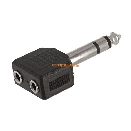 Cmple - 6.35Mm Stereo Plug To 2X3.5Mm Stereo Jack Adapter