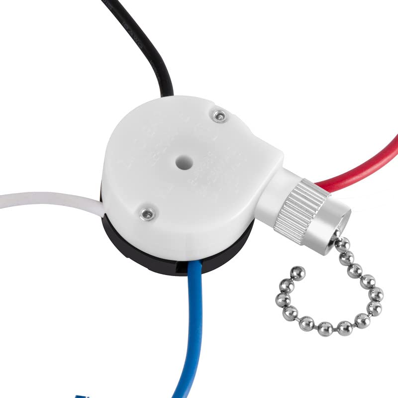 With 4 Pre Installed Wires Ceiling Fan Switch, 3 Speed Fan Switch Compatible With Hunter Fan Switch Replacement, Nickel