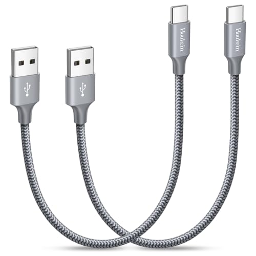 Huukein Short Usb C Cable [1Ft, 2 Pack], 3A Fast Charging Usb A To Type C Charger Cable Braided For Iphone 15 Pro Max Plus, Comp