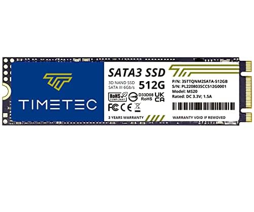 Timetec 512Gb Ssd 3D Nand Qlc Sata Iii 6Gb/S M.2 2280 Ngff Read Speed Up To 550Mb/S Slc Cache Performance Boost Internal Solid State Drive For Pc Computer Laptop And Desktop (512Gb)