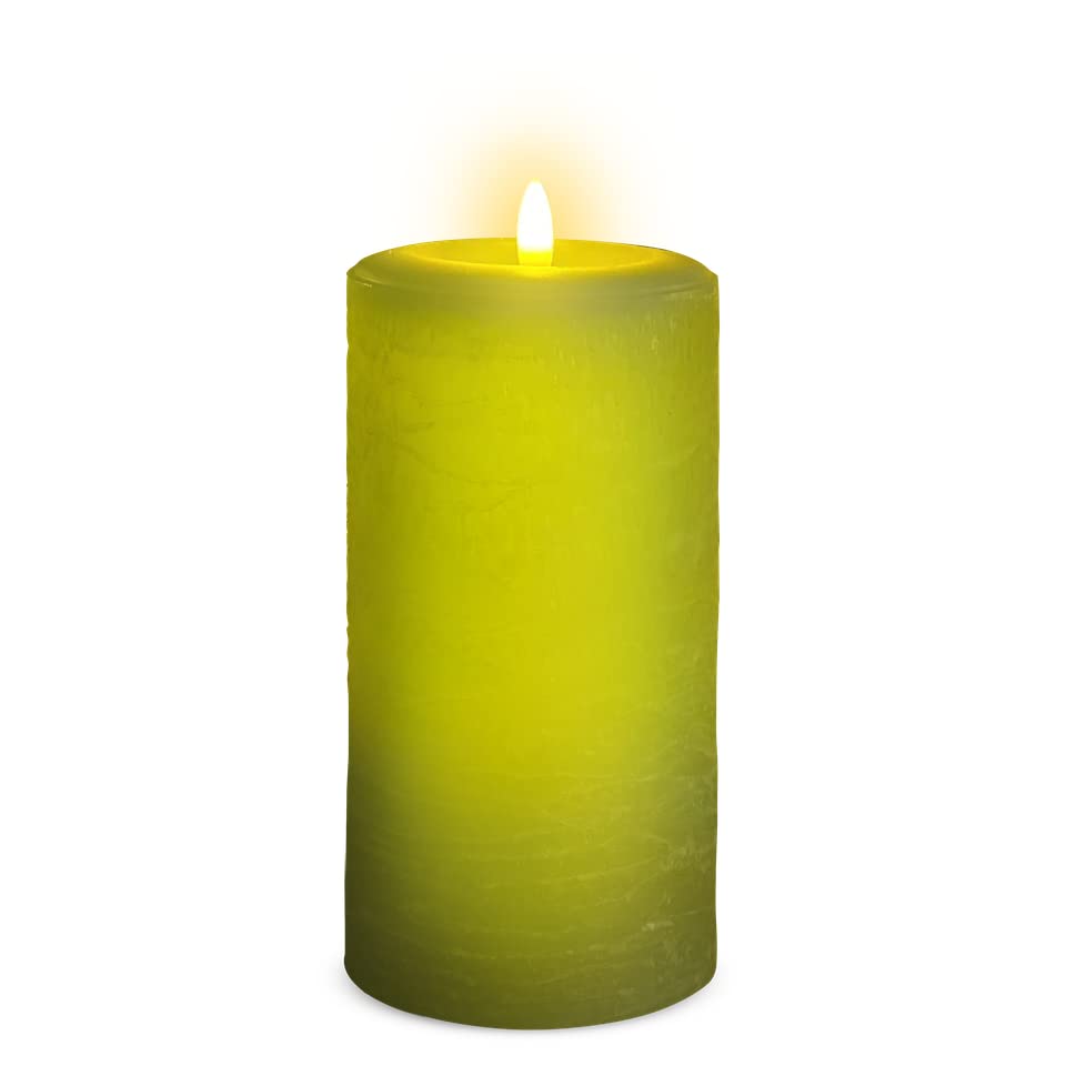 Lumipur Signature Natural Glow Flickering Flameless Led Wax Pillar Candle (3.5'' X 7'', Sage Green)