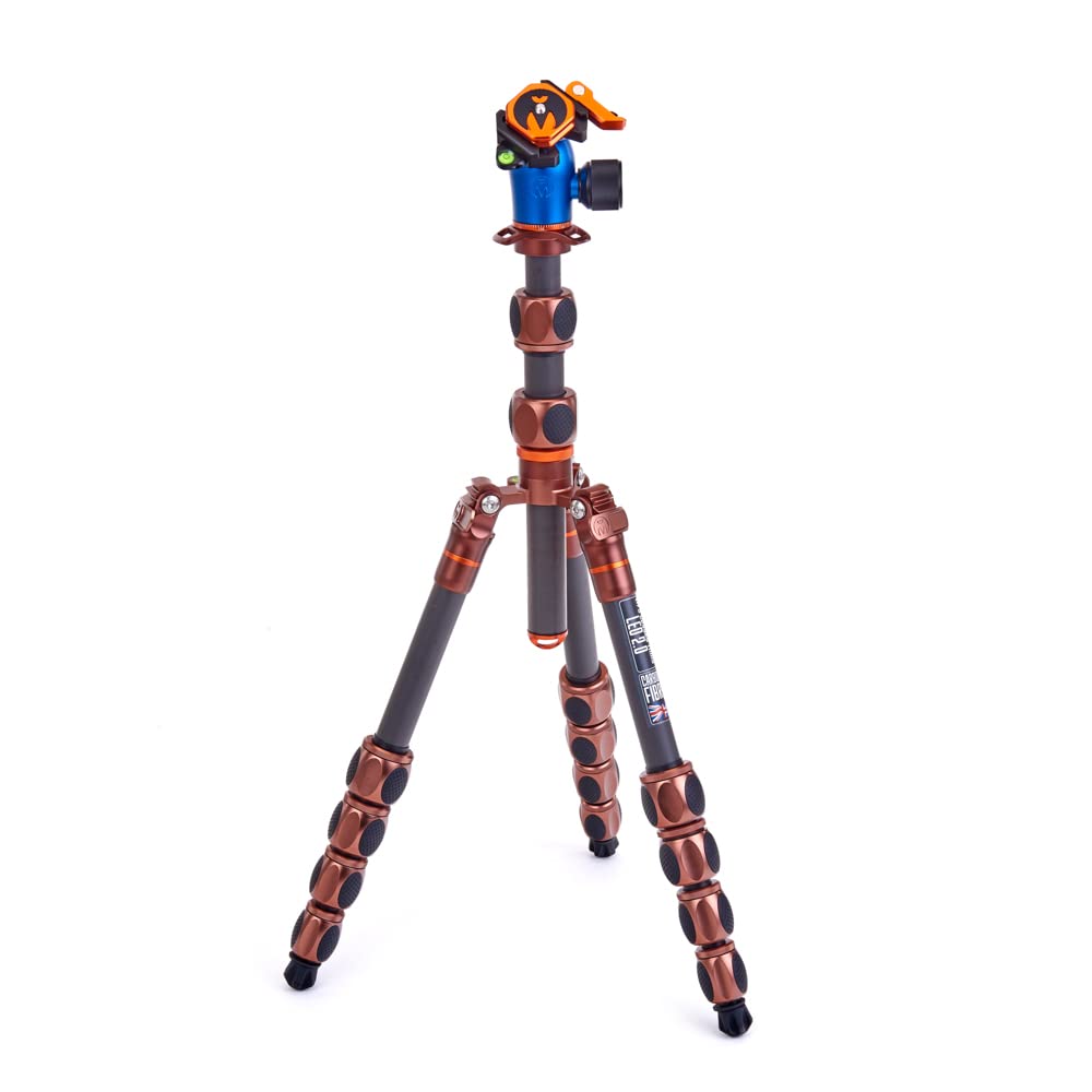 3 Legged Thing Leo 2.0 Carbon Fibre Tripod System & Airhed Pro Lever   Earth Bronze/Ocean Blue (Leokit2)