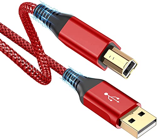Rts High Speed Usb Printer Cable (2M 6.6 Feet) Nylon Braided Usb 2.0 Printer Cable UsbA To UsbB Cable, Scanner Printer Cord Fo