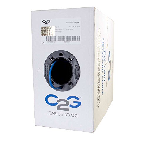 C2G 56017 Cat6 Bulk Cable   Unshielded Ethernet Network Cable With Solid Conductors   Riser Cmr Rated, Taa Compliant, Blue ,1000