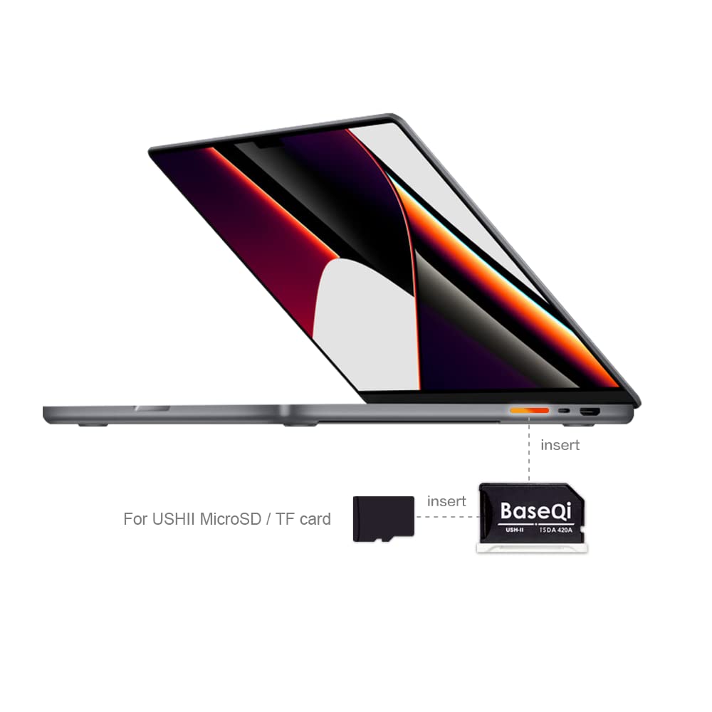 Baseqi Uhs-Ii Aluminum Microsd Adapter For 2021 M1 Macbook Pro 14 & 16    (Adapter, Silver)