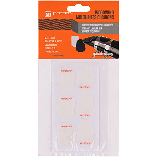 Protec Woodwind Mouthpiece Cushions, 6 Pack, Size Large, Thin (.4Mm), Clear, Model Mcl4C
