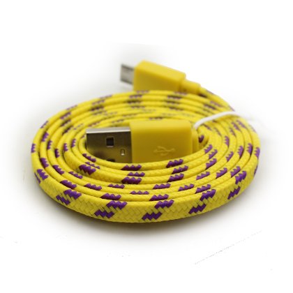 [Gte Zone]   3Ft Micro Usb Data Charging Cables (Flat Rope Yellow)