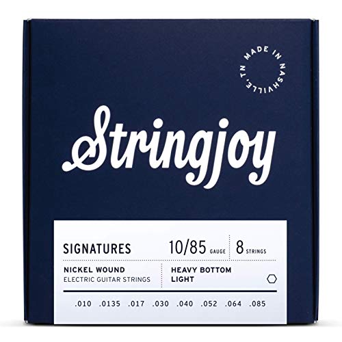 Stringjoy Hvy108 8 String Signatures Nickel Electric Guitar Strings, (Heavy Bottom Light Gauge, 10-85)