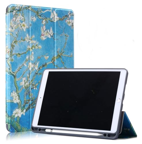 Proelite Smart Flip Case Cover For Apple Ipad Air 3/Pro 10.5Inch With Pencil Holder And Flexible Back, Flowers