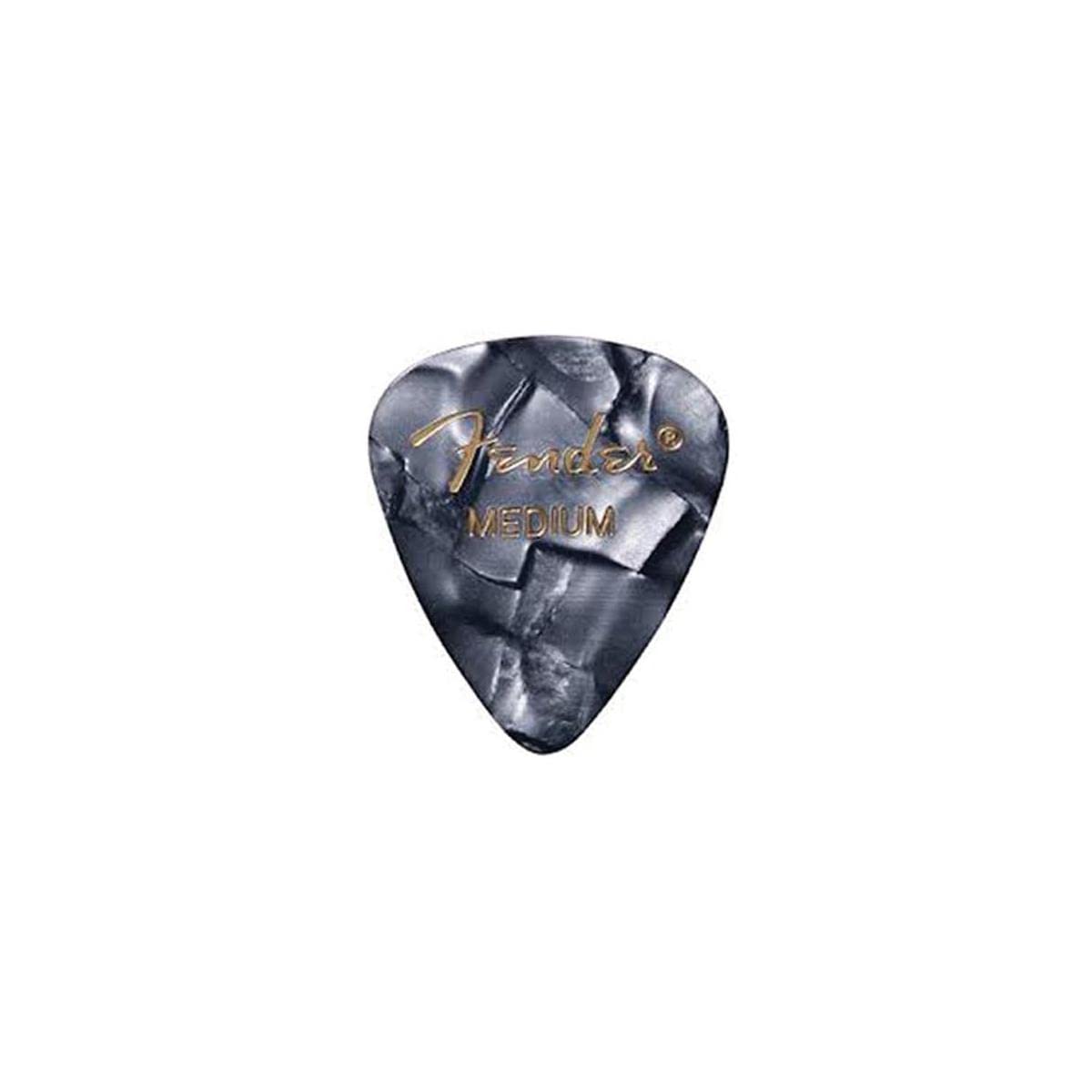 Fender Premium Celluloid Guitar Picks 351 Shape, Black Moto, Medium, 12-Pack