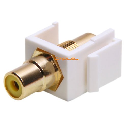 Keystone Jack   Modular Rca With Yellow Center (White)