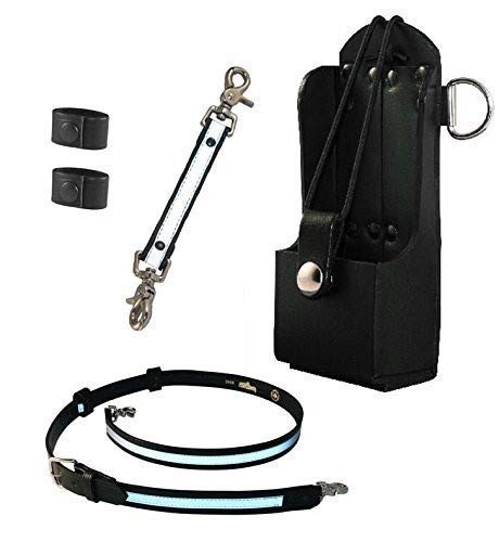 Boston Leather Firefighter'S Bundle  Reflective Anti Sway Strap For Radio Strap, Reflective Radio Strap/Belt, Firefighter'S Radio Holder (For Motorola Ht750 / Ht1250), 2 Cord Keepers