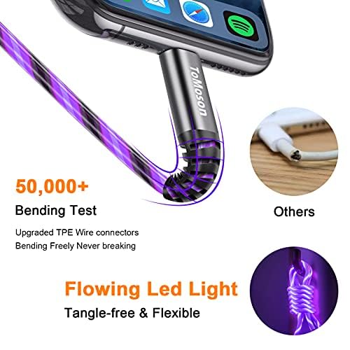 Led Iphone Charger Cord Light Up Lightning Cable | Mfi Certified Apple Charger | Cool Usb Fast Charging For Iphone 14 13 12 11 Pro Max Xr X Se 8 Plus, Ipad Ipod And More (Purple, 6Ft)