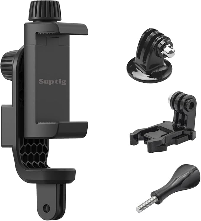 Suptig Phone Holder for Tripod, Action Camera Tripod Mount Adapter Compatible for iPhone, Gopro, DJI Action, Insta 360, Akaso, M