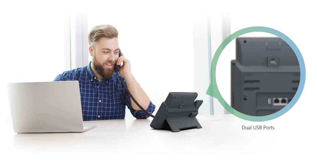 Yealink T48U Ip Phone, 16 Lines. 7-Inch Color Touch Screen Display. Dual Usb 2.0, Dual-Port Gigabit Ethernet, 802.3Af Poe, Power