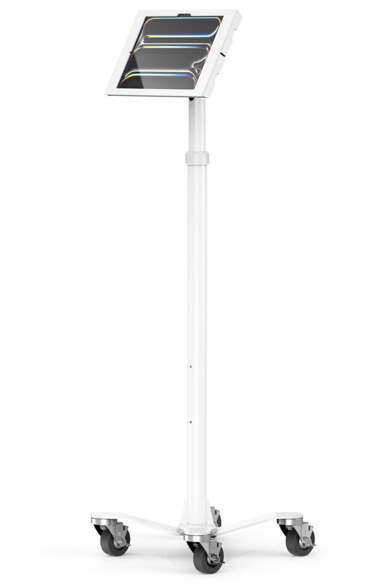 Ipad Pro M4 & M5 13In, Apex Enclosure Rolling Cart - Rise Freedom White