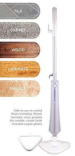 True & Tidy, Multi Surface Heavy Duty Steam Mop, Includes Steam Mop, 1 Steam Mop Pad, Carpet Glider. & Water Cup, Stm 300, Gray