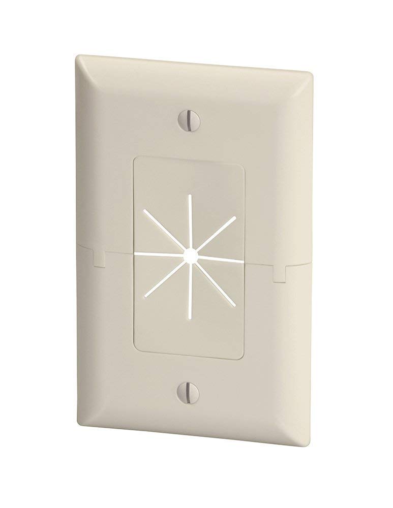 Data Comm Electronics 45 0017 La Split Style Tv Plate With Flexible Av/Hdmi Cable Pass Through   Lite Almond