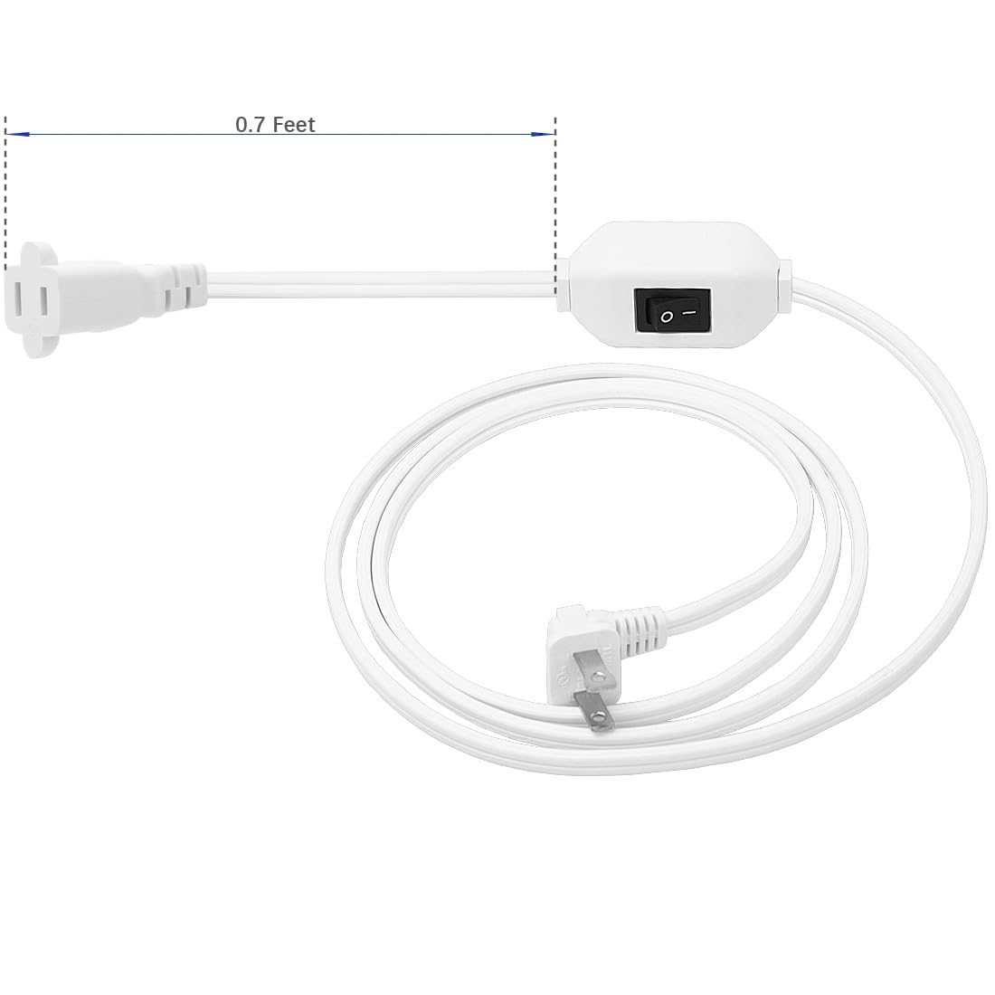 [6 Feet] On Off Switch Extension Cord, Right Angle 2 Prong Polarized Extension Cord With On Off Inline Switch 12A 125V For Your