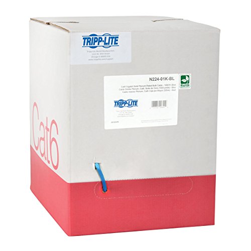 Tripp Lite Cat6 Bulk Solid Core Cable, Plenum Rated Pvc (Cmp), Gigabit, Blue, 1000' (N224 01K Bl)