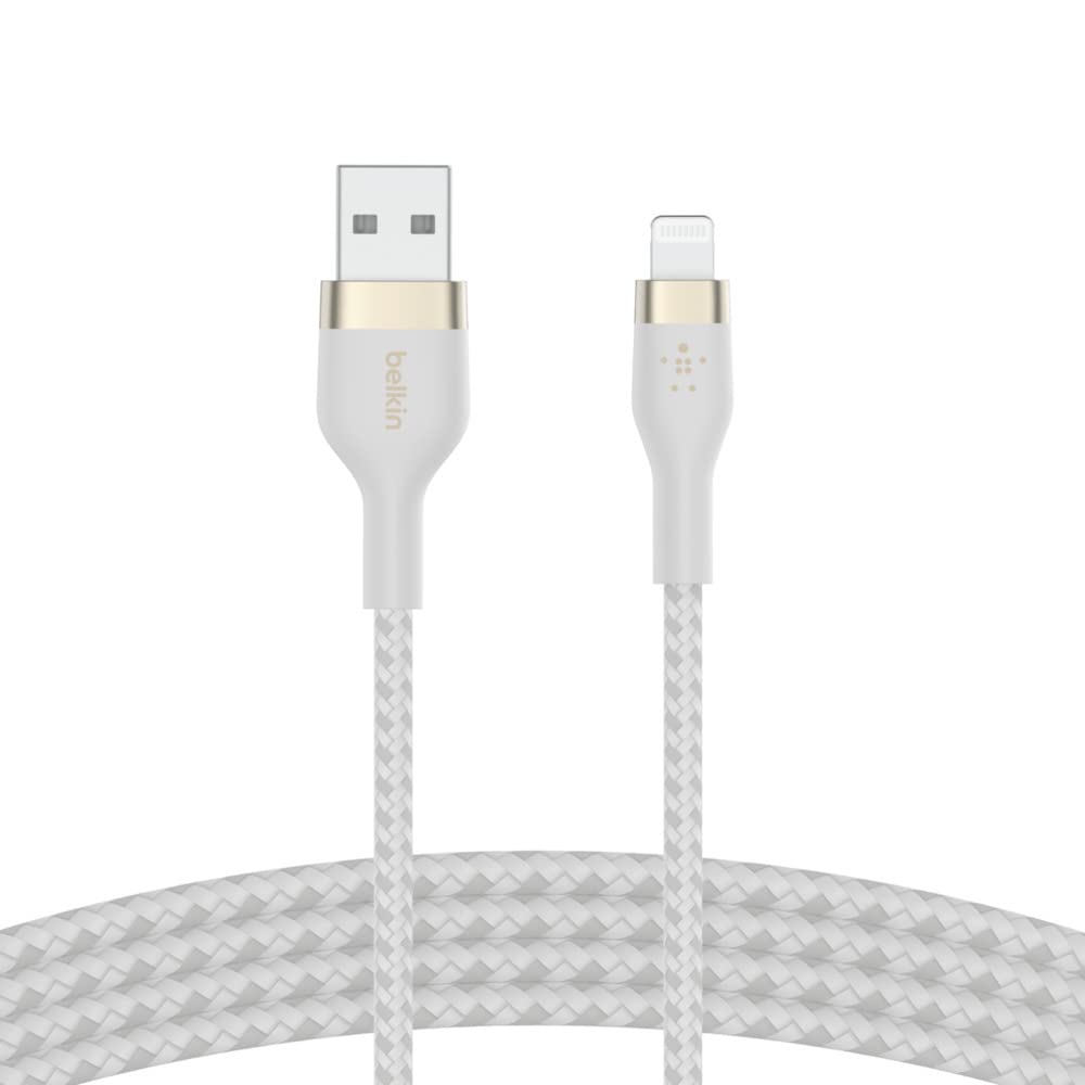 Belkin Boostcharge Pro Flex Braided Usb A To Lightning Cable 2M/6.6Ft - Mfi Certified 20W Power Delivery Iphone Charger Cord - A