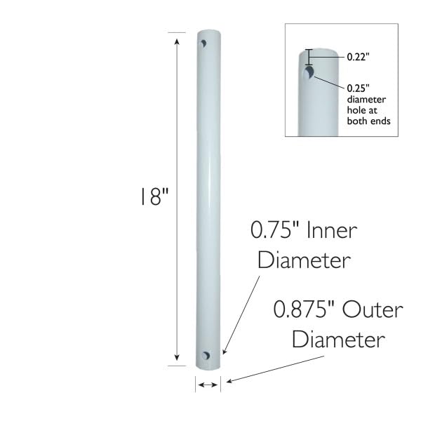 Design House 153437 Ceiling Fan Downrod 18'', White