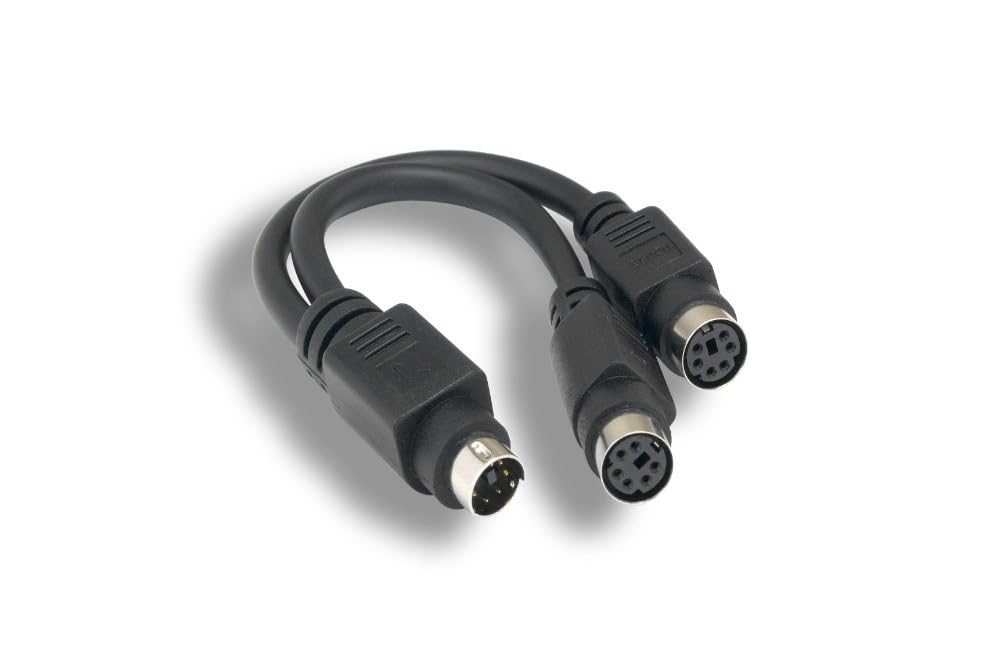 Kentek 6 Inch In Mini Din6 Mdin6 Male To 2X Female Extension Splitter Y Cable Ps/2 Keyboard Mouse Cord 28 Awg Molded 6 Pin M/Fx2