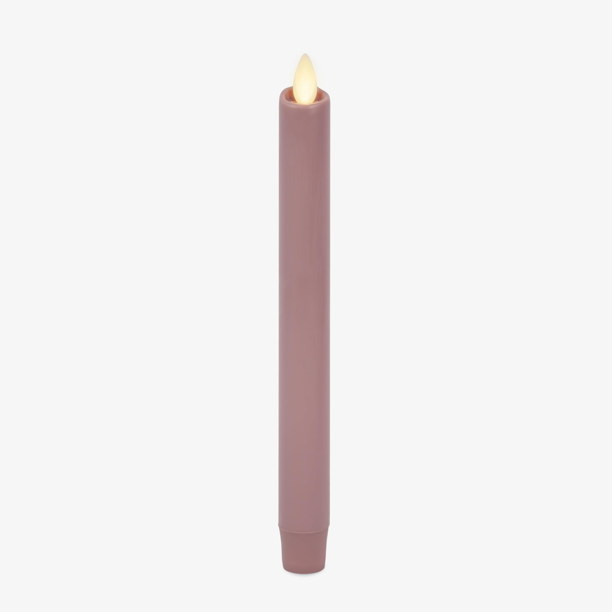 Luminara Flameless Candle Taper (1 x 9.5) Melted Top Real Wax Unscented Remote Ready Timer (Blooming Mauve)