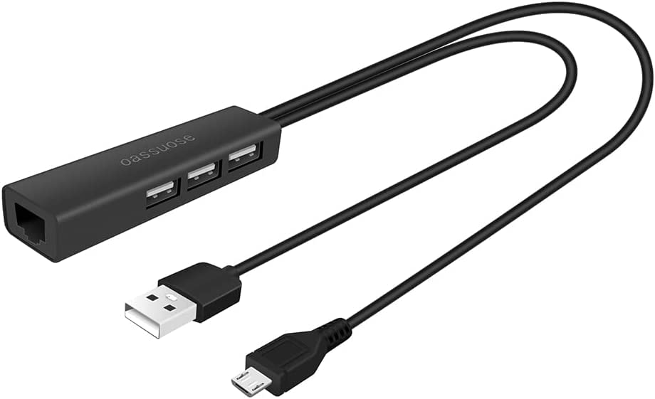 4 In 1 Ethernet Adapter And 3 Ports Usb Otg Hub For Fire Tv Stick 4K/Chromecast/Google Home Mini/Raspberry Pi Zero And Other Str
