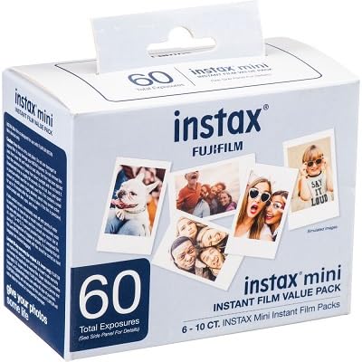 Fujifilm Instax Mini Evo Hybrid Instant Camera (Black) Bundle, Includes: 60 Instax Mini Film (60 Exposures), Sandisk 32Gb Micros